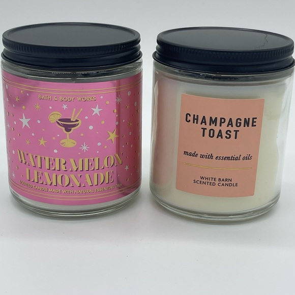 2 Bath & Body Works Single Wick Candles- Watermelon Lemonade & Champagne Toast - Picture 1 of 5